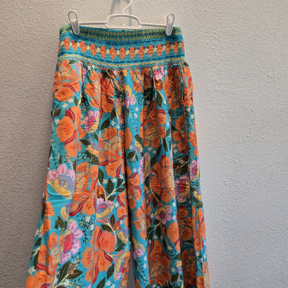 Cupshe Floral Wide Leg Pants - Orange and‎ Green Pocjet - Picture 2 of 16